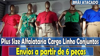 ⭐Plus Size Alfaiataria Cargo Linho Conjuntos Shop Teo São Paulo Brás