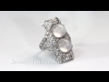 art deco vintage 1930 s 5.50ct t.w. moonstone diamond platinum navette ring