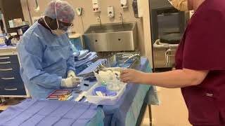 Receiving medications to the sterile field. (6 rights of medication)