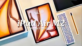 iPad Air M2 (2024) & Apple Pencil Pro Unboxing | Accessories & Note-taking ✏️