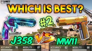 Call of Duty Mobile : J358 vs MW11 | part -2 | (which is best gun?) | Pistols #1 comparison |