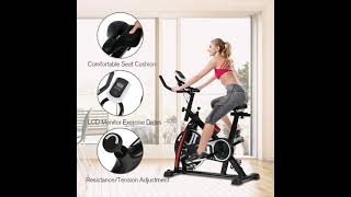 HCB Exercise Bike Indoor Cycling Bike Stationary Bike with Adjustable Seat and Resistance