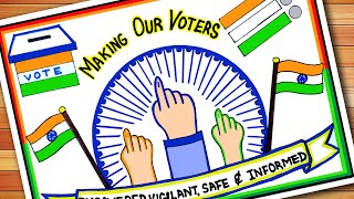 National Voters Day Drawing | मतदाता जागरूकता ड्राइंग | Voters Awareness Drawing | Democracy Day