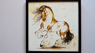 How to | Easy Horse Painting Tutorial / Abstract Acrylic Painting with Gold Leaf / Step By Step