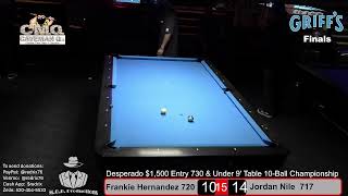 FINAL DAY - 2025 Desperado $1,500 - Entry 730 \u0026 Under 9' 10-Ball Championships at Griffs, Las Vegas