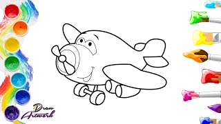 HOW TO DRAW AND COLORING A CUTE PLANE | STEP BY STEP