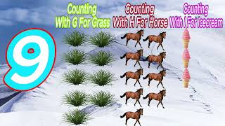 Counting 1-10 With GHI | Learn 1-10 Numbers | Number Name 1-10 | 123 Counting for Kids | G For Grass