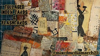 COLLAGED INDEX CARDS & FLASH CARDS - INSPIRED BY @TrashyTreasyours #mixedmediamarch25