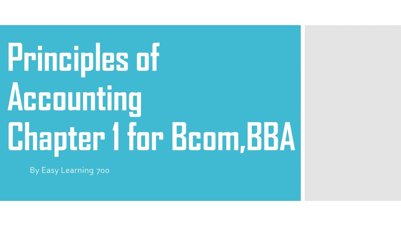 Principles Of Accounting Chapter 1:For ICom,BCom:Basic Concept Of ...