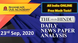 The Hindu Daily News Analysis || 23rd September 2020 || UPSC Current Affairs || Prelims & Mains 2020