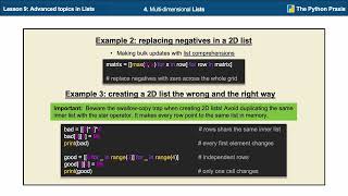 Advanced topics in Lists in Python - Lesson 9 - Part II