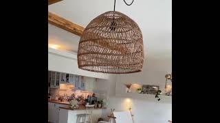 Handmade Rattan Lamp BELL Wicker Lamp Boho Style Lampshade Pendant Lamp