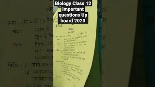 Class 12th Biology Official Model Paper 12th Biology Important Question