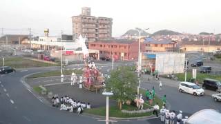 曽根の神幸祭朽網東山車　JR朽網駅展示の様子