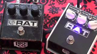 ProCo RAT shootout Vintage 80's White Face versus MODERAT from MSM Workshop guitar pedal demo