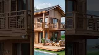 Rumah Kayu Tradisional dengan Sentuhan Modern dan Atap Unik#rumahkayu #rumahkayuminimalismodern