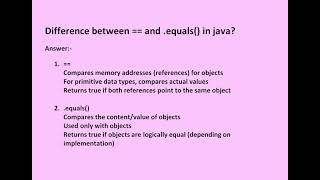 Difference between == and equals in java? | Interview questions of java