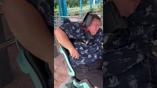 Fat Testing Ice Breaker Rollercoaster at SeaWorld Orlando for Plus Size Riders