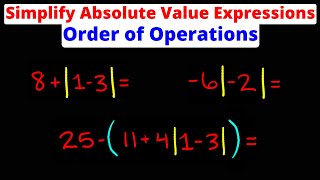 Simplifying Absolute Value Expressions | Order of Operations - PEMDAS | Eat Pi