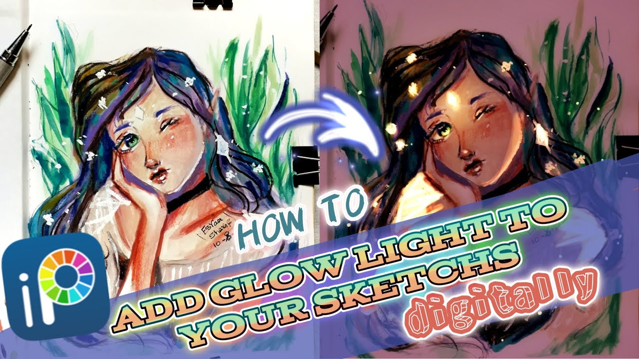 HOW TO ADD GLOW LIGHT TO YOUR SKETCHES DIGITALLY! Ibispaint X Tutorial ...