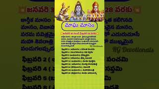 మాఘ మాసంలో వచ్చే ముఖ్యమైన పండుగలు #maghamasam #hindufestival #sivarathri #radhasaptami #shorts