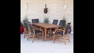 Review Amazonia Bahamas 7-Piece Oval Patio Dining Set | Eucalyptus Wood