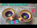 Diya Decoration Idea's| Diwali Diya Colouring| For Competition| Decoration | Painting  On  Diyas |