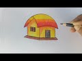 how to draw a village house hut step by step very easy drawing art video