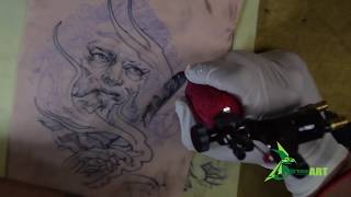 สอนสักลาย ทำขนนก ด้วยเทคนิคการสะบัดหรือวิปเข็ม | Dream Art Tattoo Academy สอนสักลาย