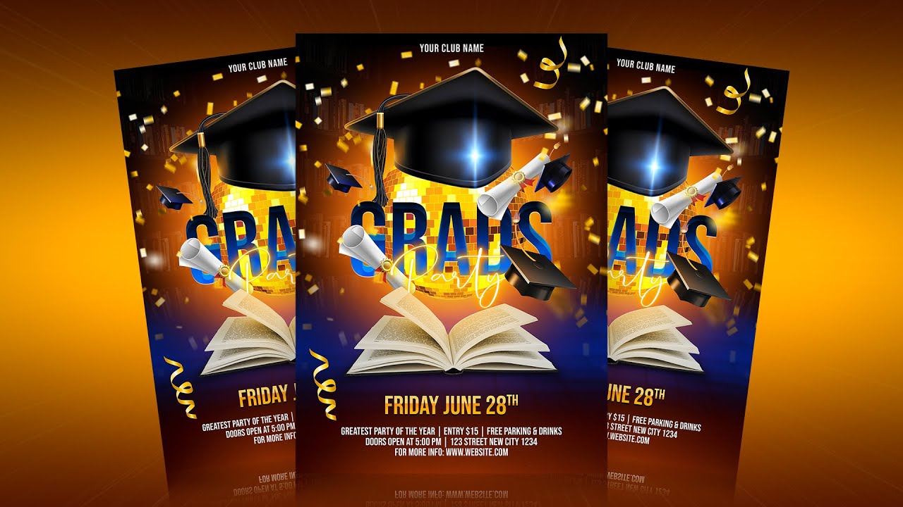Professional Graduation Party Flyer Design In Photoshop Tutorial Youtube