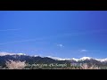 大町公園の桜と北アルプスと飛行機雲　長野県大町市　fukei 75934