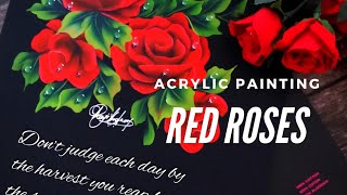 RED ROSES How to paint Roses - Acrylic Painting for everyone
