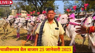 चाळीसगाव बैल बाजार live 🔴 25 जानेवारी 2025 || Chalisgaon bail bajar #बैलबाजार