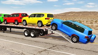 TRANSPORTING PIXAR CARS \u0026 FRUITS WITH COLORED \u0026 JOHN DEERE vs CLAAS vs TRACTORS - BeamNG.drive #983