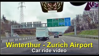 Autofahrt von Winterthur zum Flughafen Zürich, Kanton Zürich, Schweiz 2022