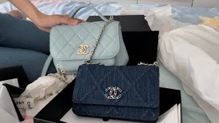 Chanel 22P handbags unboxing 新款手袋開箱 (business affinity + Chanel 19 woc)