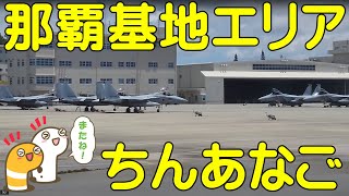 那覇基地エリア　戦闘機エリア　アラートハンガー　那覇空港ー羽田空港　ソラシドエア　機内からの景色【ちんあなご】Ｆ１５戦闘機　P3C　E2C