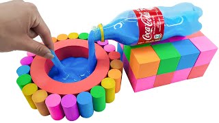 Satisfying Video | Mixing Rainbow Kinetic Sand With Coca Cola Slime Bottle Cutting ASMR