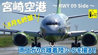 【宮崎空港】雨上がり！8月も終盤！！RWY09エンドから離着陸シーンを撮る！ ～ Miyazaki Airport Takeoff \u0026 Landing (2023/8/26)