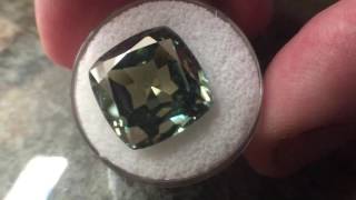 BLUE GREEN MOISSANITE / 15.2 Ct / Cushion Cut / 15.17 x 15.11 mm / i2 / loose