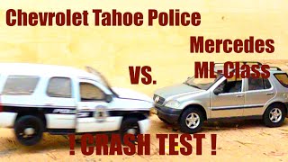 CRASH TEST - Scale 1/24 Mercedes ML 320 VS Scale 1/24 Chevy Tahoe Police - Super Slow Motion 1000fps
