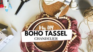 HOW TO MAKE A BOHO FRINGE CHANDELIER UNDER $60 | NURSERY CHANDELIER DIY