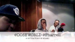 Young Dose in the studio with Pharrell @ (Hit Factory)