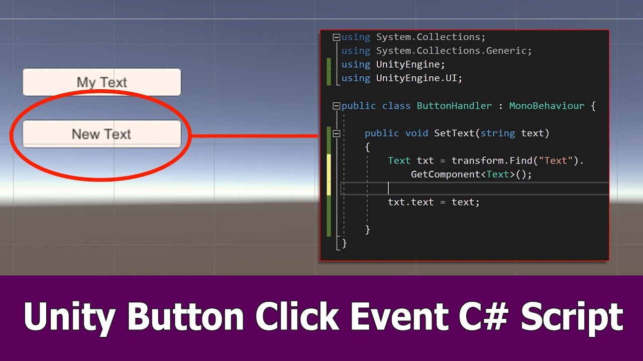 Unity Button Click Events C# Script Tutorial - YouTube