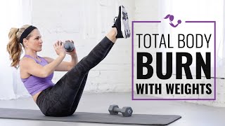 38 Minute Total Body Burn Workout with Weights:   Dumbbell or kettlebell home exercises