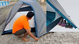 Decathlon Quechua tent ⛺ 100 for 3 person Unboxing and Installation for Camping.