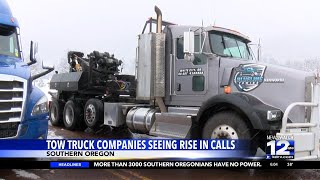 Southern Oregon tow truck companies working nonstop amid heavy snowfall