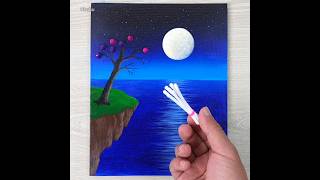 Moonlight Scenery Painting with Ohuhu Acrylic Paint Set  #ohuhu #painting #shorts