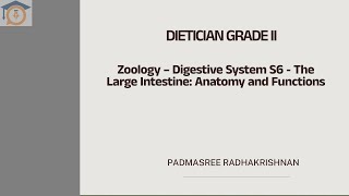 DIETICIAN Grade II   Zoology   The Large Intestine: Anatomy and Functions