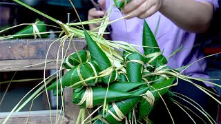 端午节粽子香，采些新鲜粽子叶，做点当地特色牛角粽/Rice dumpling/Dragon Boat Festival